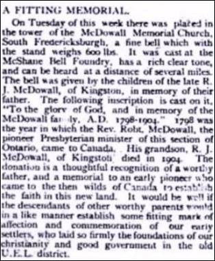 1905 Mar 17 NB McDowall Church Bell