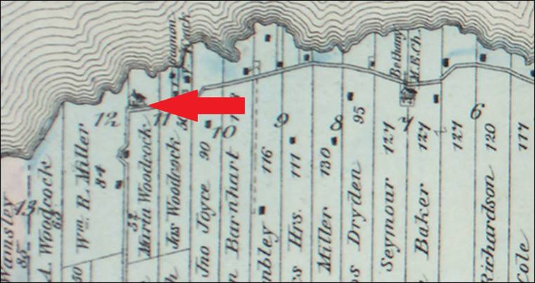 1878 Map Bethany Woodcock School