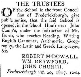 Kingston Gazette Nov 4 1817 School FRED