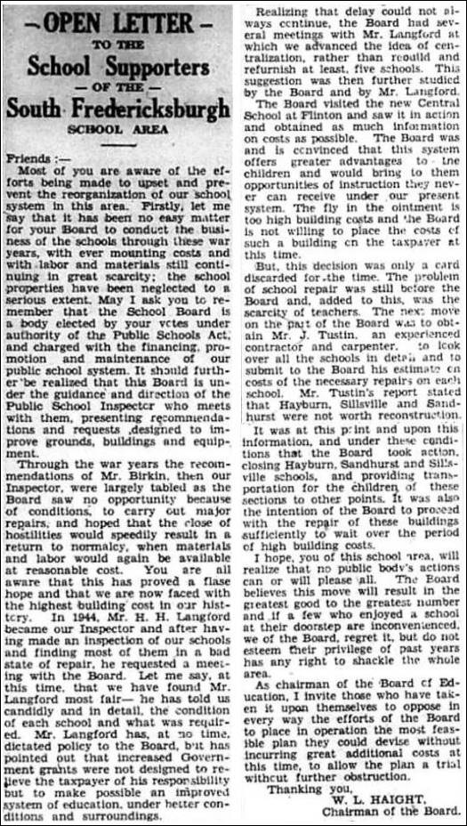 1946 June 26 NB School Board Letter ed