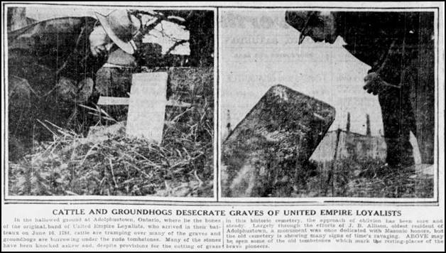 1931 Nov 21 Toronto Star UEL Cemetery Ed