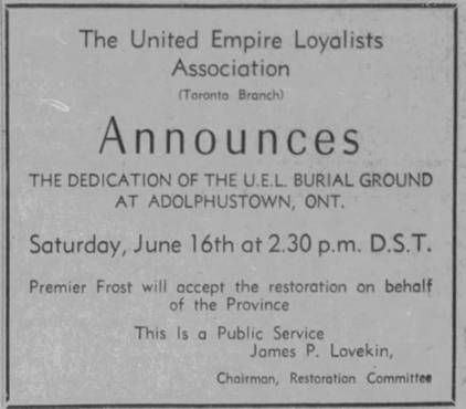 1956 June 13 Whig UEL Cemetery Dedication
